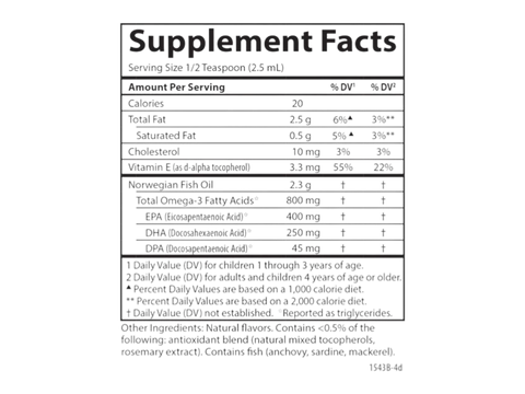 Carlson Labs Kids Norwegian Fish Oil 800 mg Omega-3s Assorted Flavours supplement facts panel