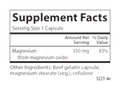 Carlson Labs Magnesium 350 mg 180 Capsules supplement facts panel