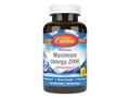 Carlson Labs Maximum Omega 2000 2,000 mg Omega-3s Lemon Flavour Softgels front bottle packaging showing product name and branding