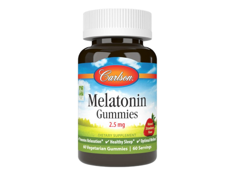 Carlson Labs Melatonin Gummies 2.5 mg Vegetarian Gummies front bottle packaging showing product name and branding