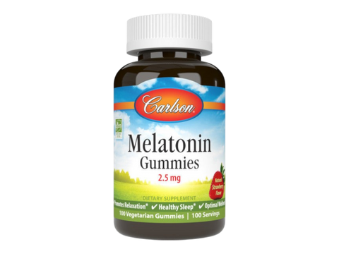 Carlson Labs Melatonin Gummies 2.5 mg Vegetarian Gummies front bottle packaging showing product name and branding