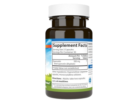 Carlson Labs Quercetin 500 mg Veg Capsules side bottle packaging with key benefits detail