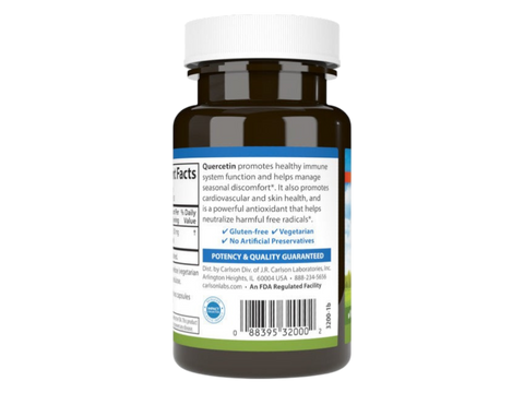 Carlson Labs Quercetin 500 mg Veg Capsules product barcode on bottle packaging