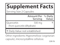 Carlson Labs Quercetin 500 mg Veg Capsules supplement facts panel