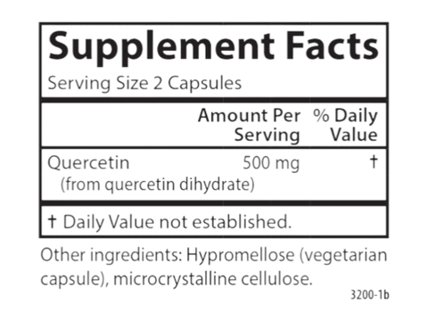 Carlson Labs Quercetin 500 mg Veg Capsules supplement facts panel