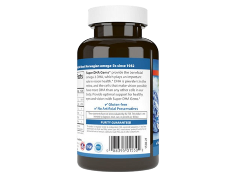 Carlson Labs Super DHA Gems 500 mg DHA 80 Softgels product barcode on bottle packaging