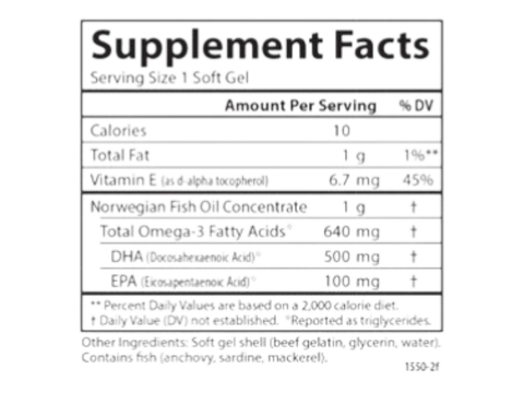 Carlson Labs Super DHA Gems 500 mg DHA 80 Softgels supplement facts panel