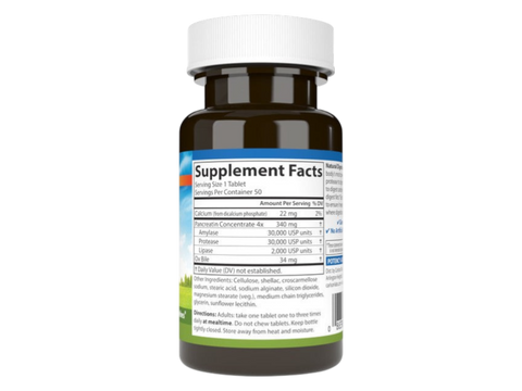 Carlson Natural Digestive Enzymes Digestive Aid #34 50 Tablets side bottle packaging with key benefits detail