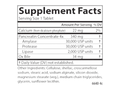 Carlson Natural Digestive Enzymes Digestive Aid #34 50 Tablets supplement facts panel