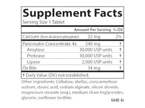 Carlson Natural Digestive Enzymes Digestive Aid #34 50 Tablets supplement facts panel