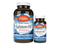 Carlson Omega-3 Enriched Salmon Oil 500 mg Omega-3s 230 Softgels front bottle packaging showing product name and branding