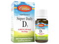 Carlson Super Daily D3 4,000 IU (100 mcg) Vitamin D3 365 Vegetarian Drops 10.3 ml front bottle packaging showing product name and branding