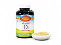 Carlson Vitamin D3 2,000 IU (50 mcg) Bone & Immune Support 360 Softgels close up of softgels next to bottle