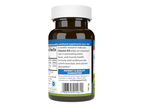 Carlson Vitamin D3 2,000 IU (50 mcg) Bone & Immune Support 360 Softgels product barcode on bottle packaging