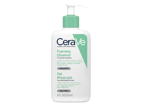 CeraVe foaming cleanser bottle on a white background
