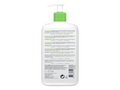 White bottle with green pump top on a white background