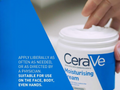 CeraVe moisturizing cream with text on a blue and gray background