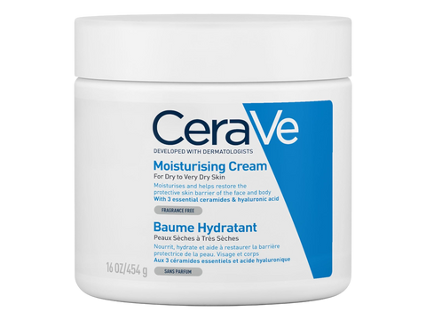 CeraVe moisturizing cream jar on a white background