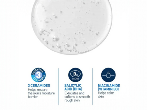 Skincare product with ingredients listed on a white background