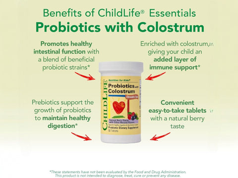 ChildLife ChildBiotics Probiotics with Colostrum 92 tablets digestive and immune support formula