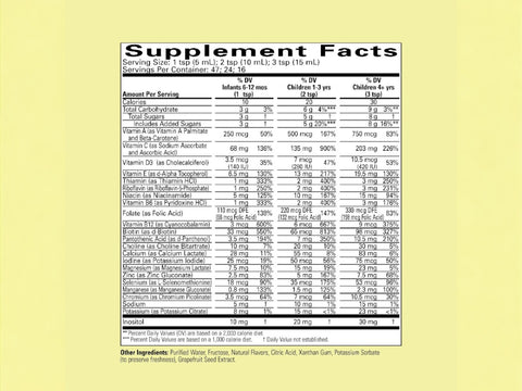 ChildLife Children’s Multi Vitamin and Mineral 237ml supplement facts