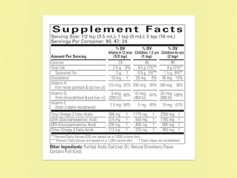 ChildLife Cod Liver Oil 237ml bottle supplement facts