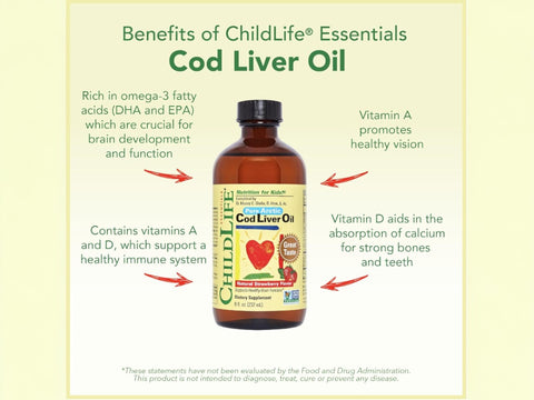 ChildLife Cod Liver Oil 237ml omega 3 and vitamin A D support formula