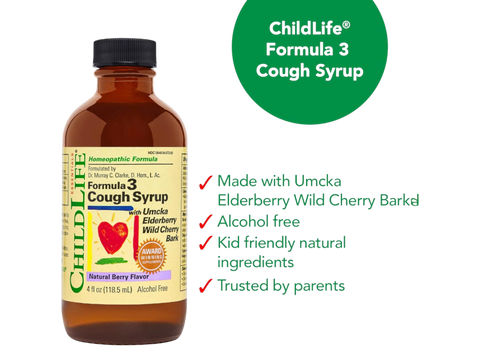 ChildLife Formula 3 Cough Syrup 118ml bottle close up label