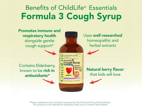 ChildLife Formula 3 Cough Syrup 118ml herbal cough support formula