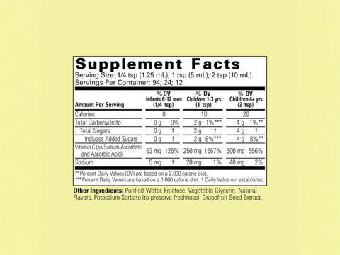 ChildLife Essentials Liquid Vitamin C – 118ml supplement facts