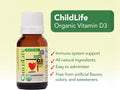 ChildLife Organic Vitamin D3 6.25ml bottle close up label