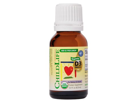 ChildLife Essentials Organic Vitamin D3 6.25ml front view bottle packaging