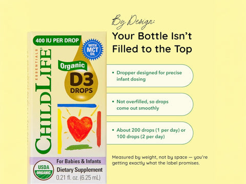 ChildLife Organic Vitamin D3 6.25ml immune and bone support formula
