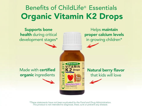 ChildLife Organic Vitamin K2 7.5ml bone and cardiovascular support formula