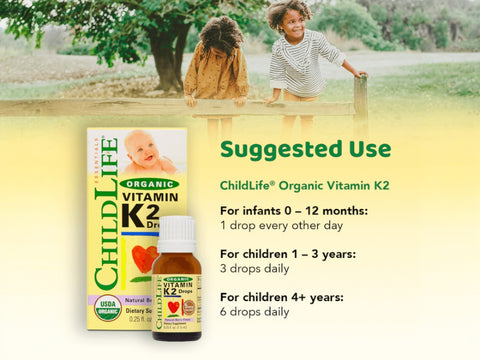 ChildLife Organic Vitamin K2 7.5ml suggested use instructions