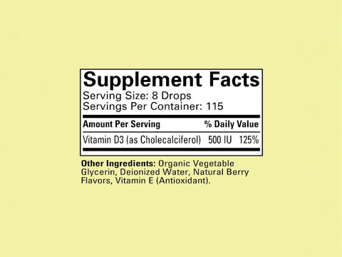 ChildLife Vitamin D3 Drops 30ml bottle supplement facts