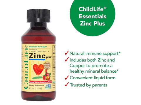 ChildLife Zinc Plus 118ml bottle close up label