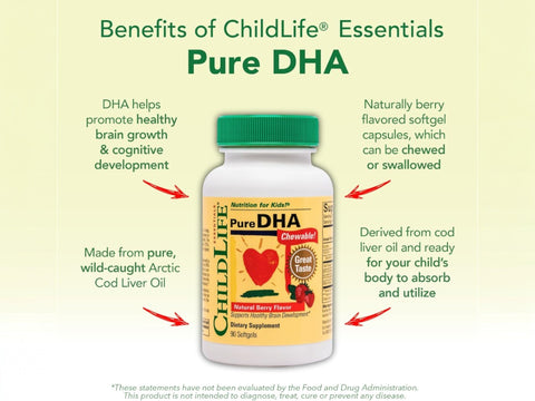 ChildLife Pure DHA 90 softgels brain and eye support formula