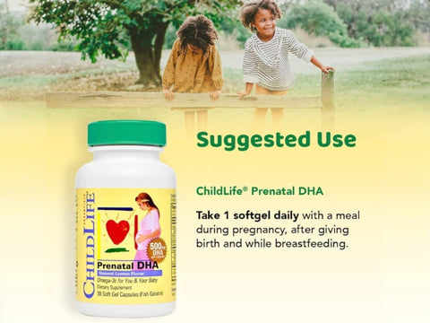 ChildLife Prenatal DHA 30 softgels suggested use instructions