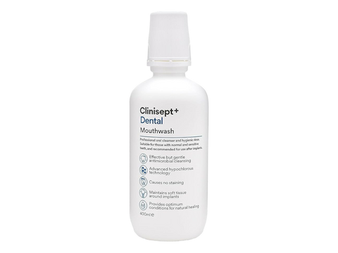 Clinisept Dental mouthwash bottle on a white background