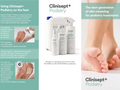 Clinisept+ Podiatry product packaging and usage instructions on a white background