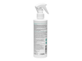 White spray bottle with a label on a white background
