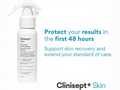 Clinisept+ Skin spray bottle with promotional text on a white background