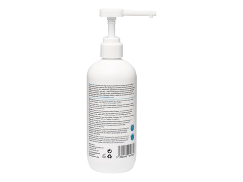 White bottle with pump dispenser on a white background