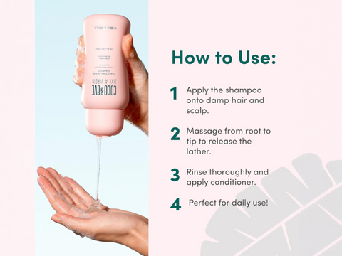 How to Use: Demonstrating the lather of Coco & Eve clarifying shampoo in hair.