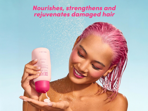 How to Use: Applying Coco & Eve Sweet Repair Conditioner to wet hair ends.