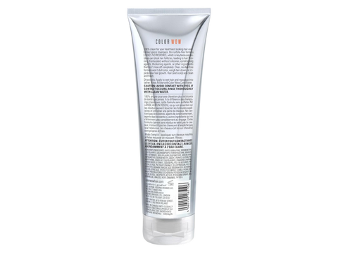 Back label of Color Wow Shampoo showing ingredients, directions and barcode.