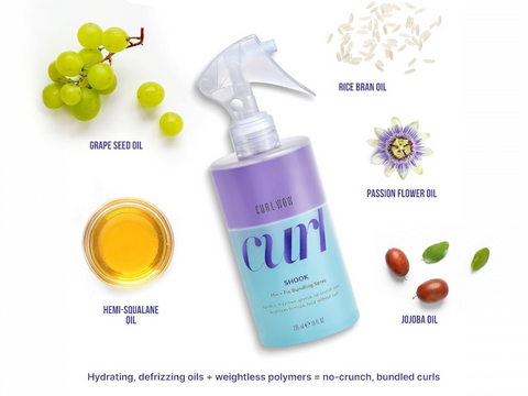 Color Wow Curl Wow Shook Mix + Fix Bundling Spray for Defined Curls 295ml with ingredients panel