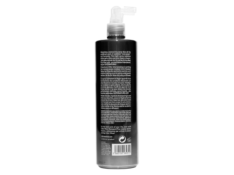 Back label of Color Wow Dream Coat 500ml spray showing usage instructions.