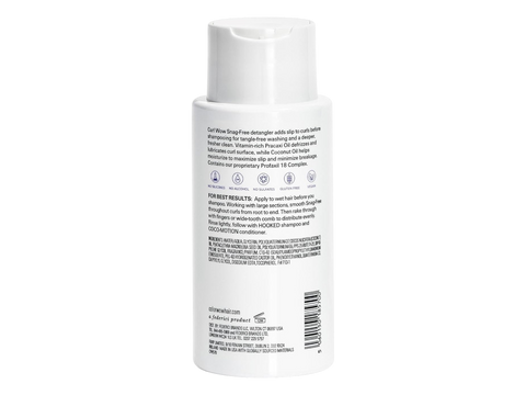Back label of Color Wow Snag-Free Detangler showing ingredients, barcode  and directions.
